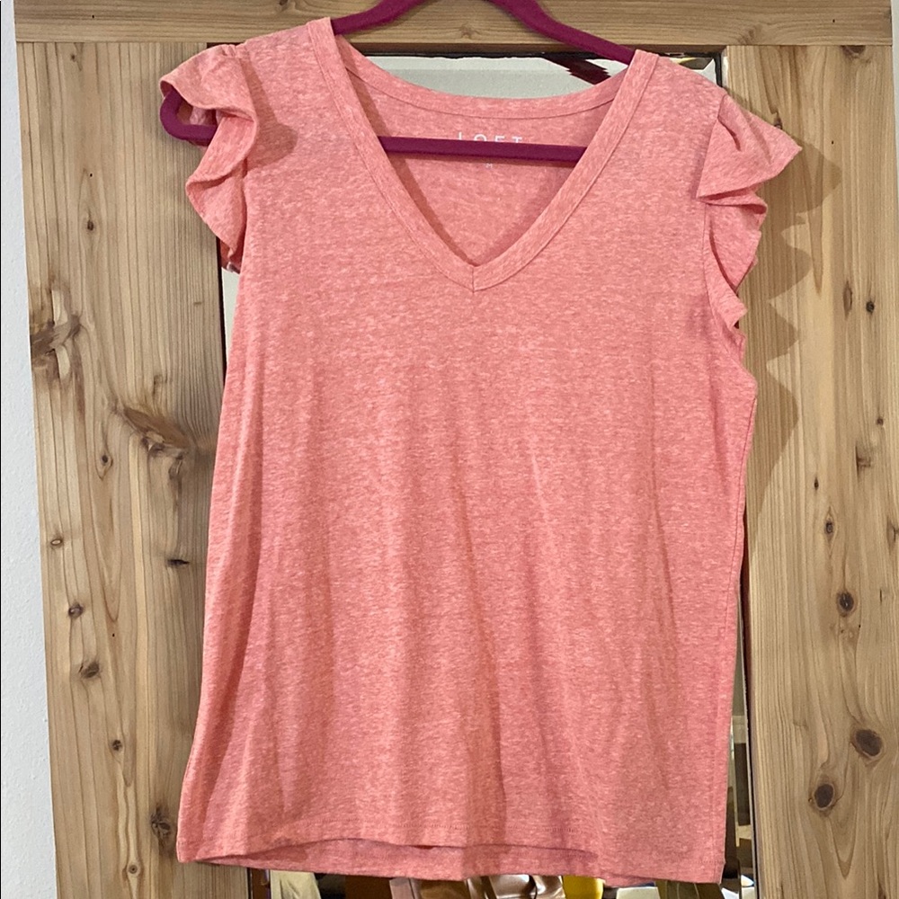 Pink Ruffled Blouse with Cap Sleeves